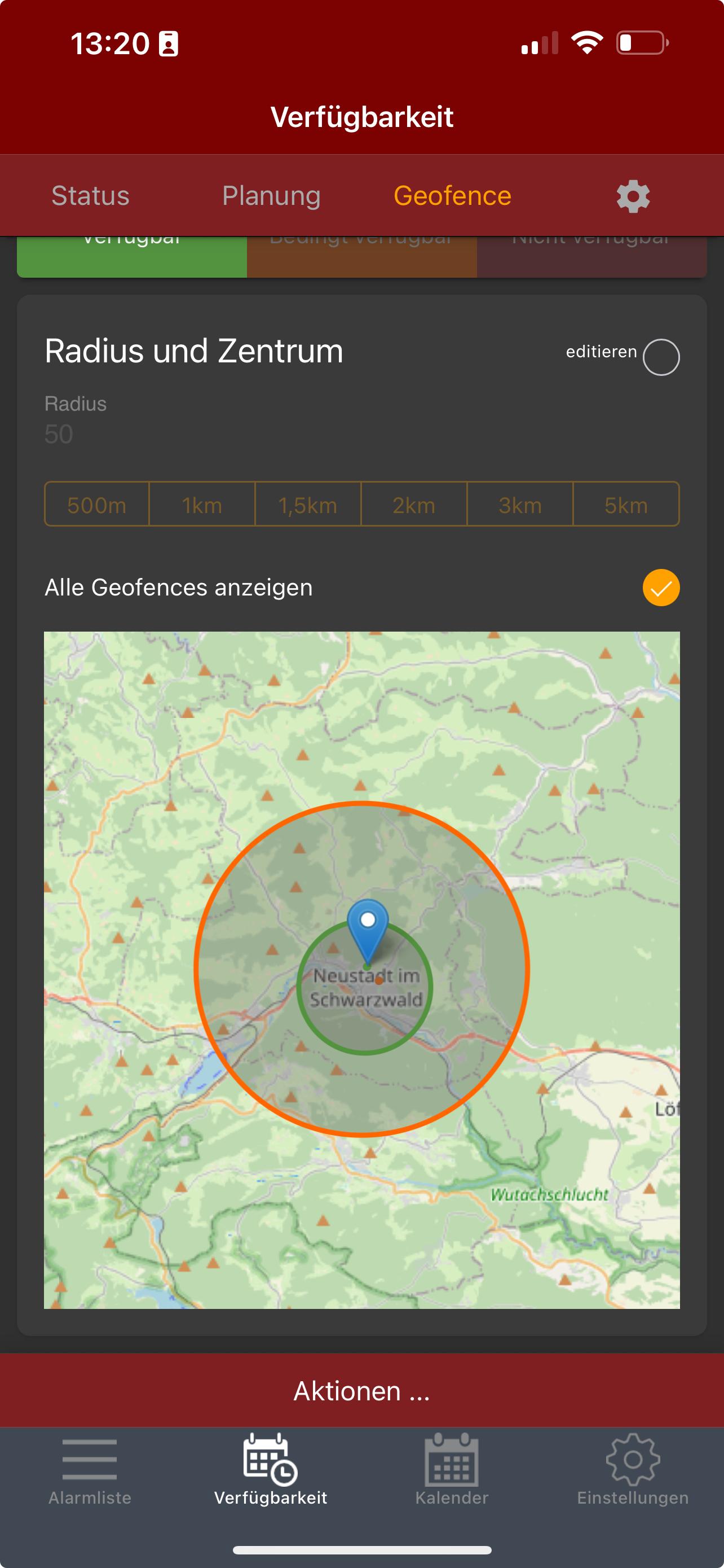 aPager Pro iOS Verfügbarkeit Geofence mehrfach